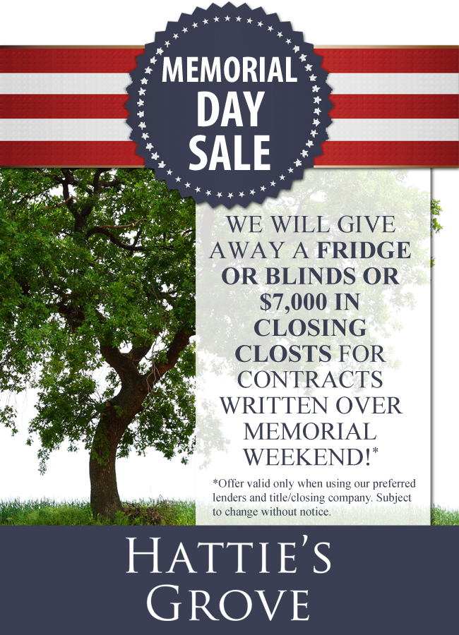 Hattie's Grove Memorial Day Sale Poster