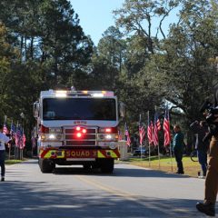 Fire truck escort arriving