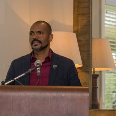Johnny Moses speaks at the ground breaking event